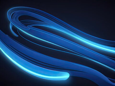 Bright blue wavy lines in a free vector style on a black background