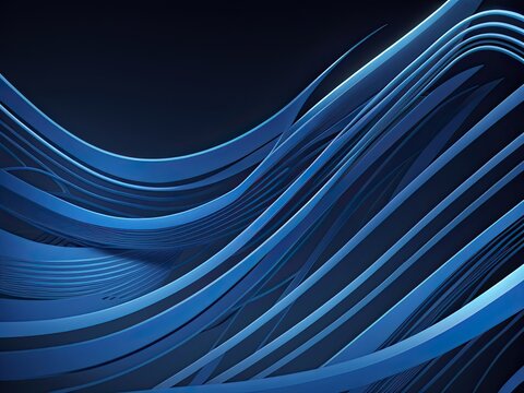 Bright blue wavy lines in a free vector style on a black background