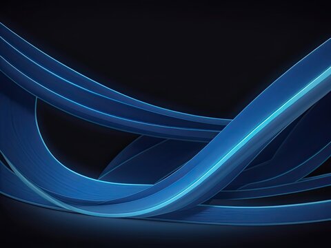 Bright blue wavy lines in a free vector style on a black background