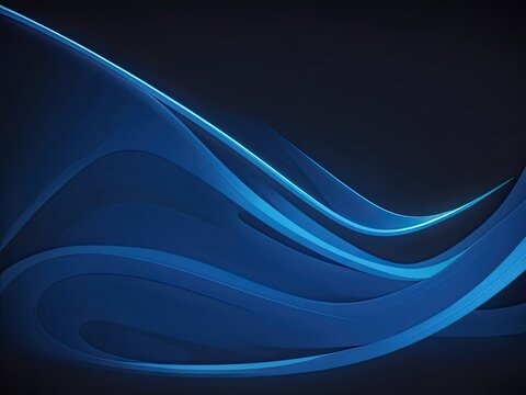 Bright blue wavy lines in a free vector style on a black background