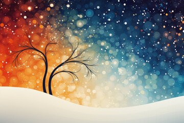 Poster - Abstract winter background with snowflakes and tree. Vector illustration, Abstract holiday background, AI Generated