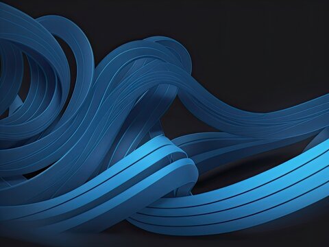 Bright blue wavy lines in a free vector style on a black background