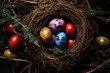 Célébration de Pâques: Nid d'Œufs Multicolores et Traditions Printanières