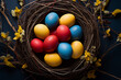 Célébration de Pâques: Nid d'Œufs Multicolores et Traditions Printanières