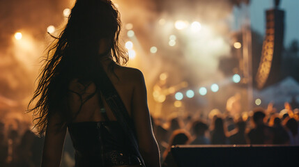 Wall Mural - woman watching rock concert

