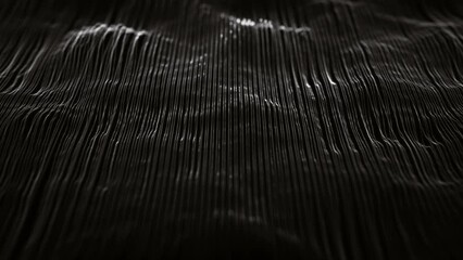 Poster - Minimal Design Waving Mesh Lines Background/ 4k motion graphics of an abstract fractal organic mesh surface with particles lines slowly waving