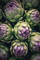 Poster - A close-up view of a bunch of artichokes. Perfect for food and cooking-related projects