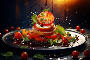 Wall Mural - salad with tomatoes and cucumbers
