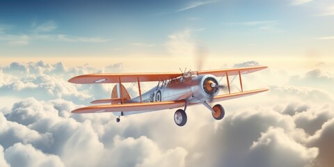 Poster - A small airplane flying through a cloudy sky. Perfect for aviation and travel-related projects