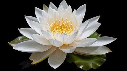 Poster - A detailed view of a white flower against a black background. Suitable for various uses