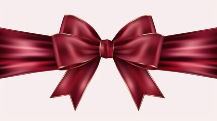 Wall Mural - A red ribbon with a bow on a white background. Photorealistic clipart on white background.