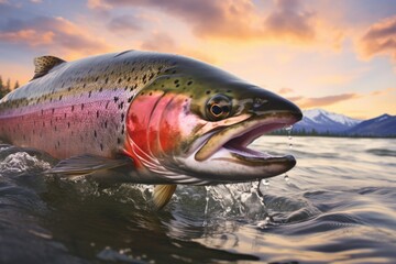 Poster - A picture of a large fish with its mouth wide open in the water. This image can be used to depict aquatic life, underwater scenes, or the natural behavior of fish