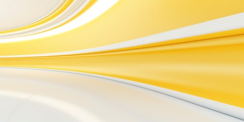 Poster - A vibrant yellow and white abstract background featuring elegant curved lines. Suitable for various design projects and creative applications