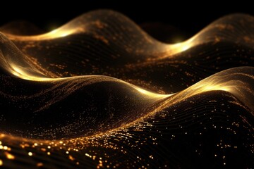 Poster - A close up view of a wave made of gold glitter. This image can be used to add sparkle and shine to any design or project