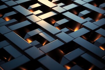 Poster - A close-up view of a bunch of metal cubes. Perfect for industrial concepts or abstract designs