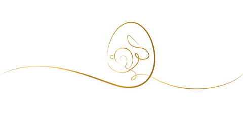 Wall Mural -  Easter bunny with gold colored lines.vector eps