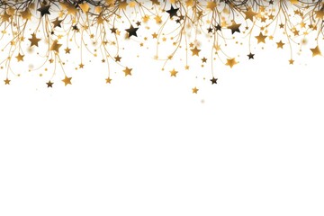 Poster - White background with gold stars and branches. Suitable for various festive occasions and decorations