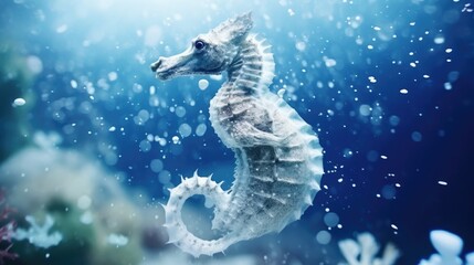 Poster - Close-up photo of a sea horse in its natural habitat. Perfect for educational materials or marine life publications