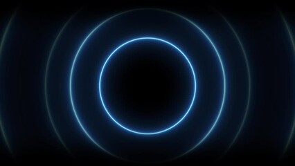 Wall Mural - Abstract glowing neon circle wavy background animation 