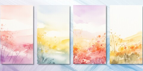 Poster - Four beautiful watercolor paintings of different flowers. Perfect for adding a touch of nature and elegance to any space