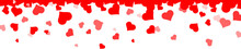 Seamless Hearts Border. Flying Red Hearts Confetti. Valentine's Day Background With A Red Falling Hearts. Love Concept. Hearts Frame.