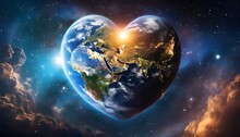 Beautiful Heart Shaped Planet In Space With Epic Light For A Romantic Valentines Card For Scientists Generative Ai