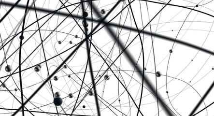Poster - Futuristic geometric double data flow background with connecting dots and lines. Abstract digital