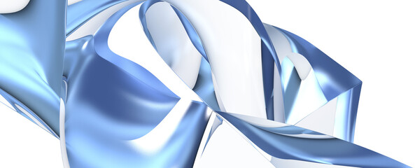 Poster - blue wave abstract background 3d rendering flat design style