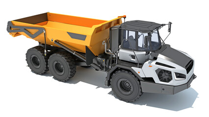 Sticker - Articulated Mining Truck 3D rendering on white background