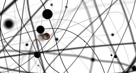 Poster - Futuristic geometric double data flow background with connecting dots and lines. Abstract digital