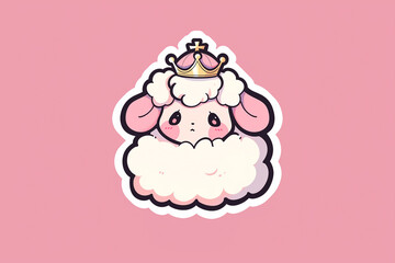 Cute Sad White Lamb wearing Crown