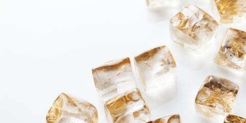 Aufkleber - A group of ice cubes sitting on top of a white surface. Perfect for beverage, summer, or cooling concepts