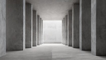 Wall Mural - abstract empty modern concrete room with wide groove or trench in the floor and soft light industria