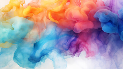 Wall Mural - Light color, watercolor tie dye, white background, bright colors, smoke. colorful background