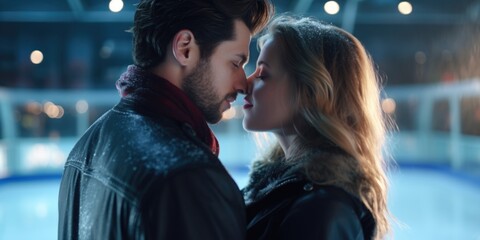 Aufkleber - A man and a woman standing next to each other. Suitable for various purposes