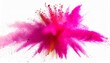 bright pink magenta holi paint color powder festival explosion burst isolated white background industrial print concept background