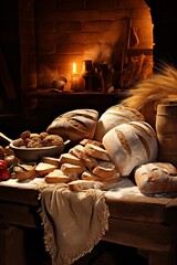 Wall Mural - Capturing the Alluring Aroma of Freshly Baked Bread in a Visually Tempting Vertical Scene