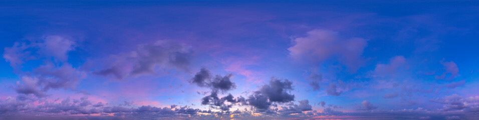Wall Mural - 360 vr 2:1 equirectangular sunset sky background overlay. ideal for 360 vr sky replacement. high qua