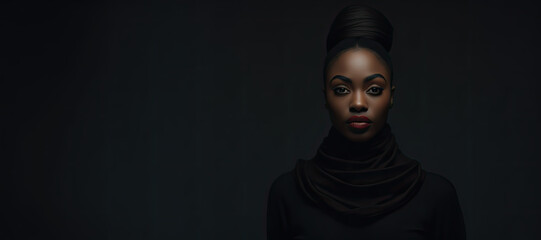 black history month copy space, a woman on dark background