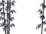 Fototapeta Sypialnia - Bamboo silhouettes background. Bamboo sprouts pattern, Chinese or Japanese flora. Black ink decorative bamboo silhouettes flat vector illustration on white background