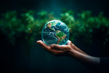 Hands Holding Earth Concept Background 
