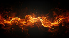 Symmetrical Flowing Fire Stream Against A Dark Background