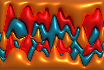 Poster - Abstract background with wavy shapes, 3D rendering illustration