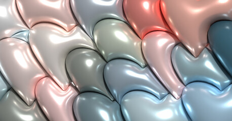 Poster - Various inflated figures, 3D rendering illustration