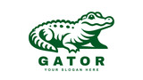 Fototapeta  - gator logo illustration, design of a baby alligator or crocodile green vector logo concept