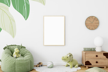 Wall Mural - Frame kids mockup, Kids room mockup, A4 frame mockup, 3d render