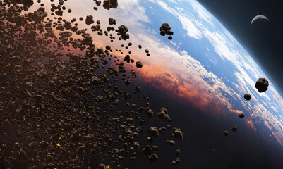 Wall Mural - asteroid in space, 3d illustration
