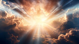 Fototapeta Kosmos - Sun shining from the skies with beautiful clouds