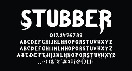 Wall Mural -  Stubber blackletter display font Best Alphabet Alphabet Brush Script Logotype Font lettering handwritten.