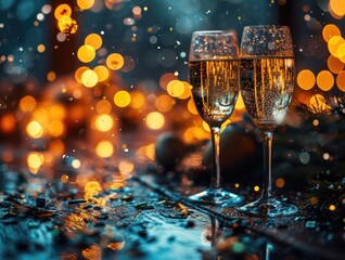 New Year's Champagne Celebration Background Image